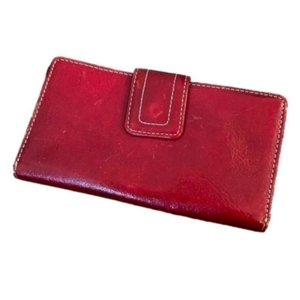 FOSSIL BiFold Checkbook Pen Holder ID Window Genuine Leather Credit Card Wallet